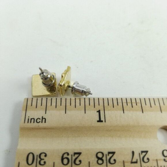 Vintage Little Present Shaped Bow with Bows Stud Earrings,  Small Gold Tone - Picture 4 of 5